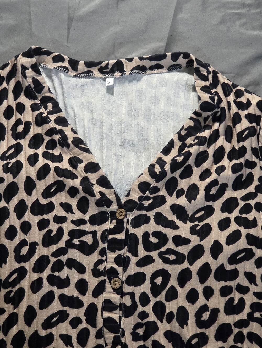 Plus Size Beige and Black Leopard Print Button-Front Cardigan